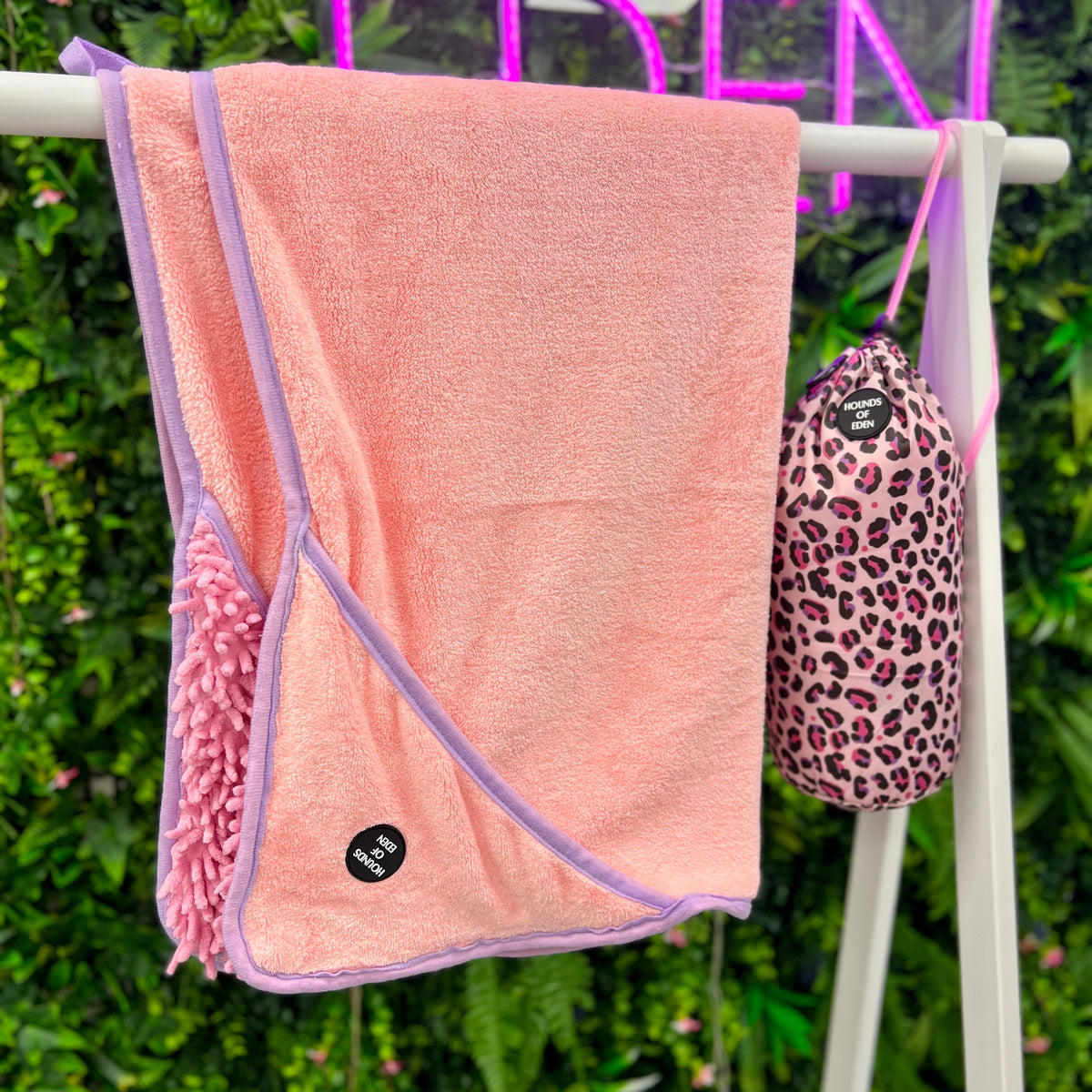 Blushing Leopard Dog Towel & Carry Bag