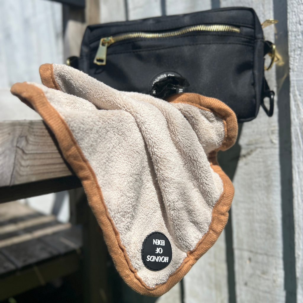 Clip-On Mini Dog Towel – Teal & Brown