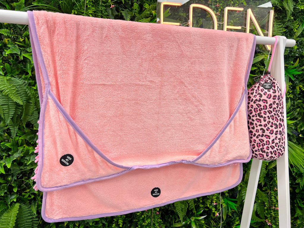 Blushing Leopard Dog Towel & Carry Bag