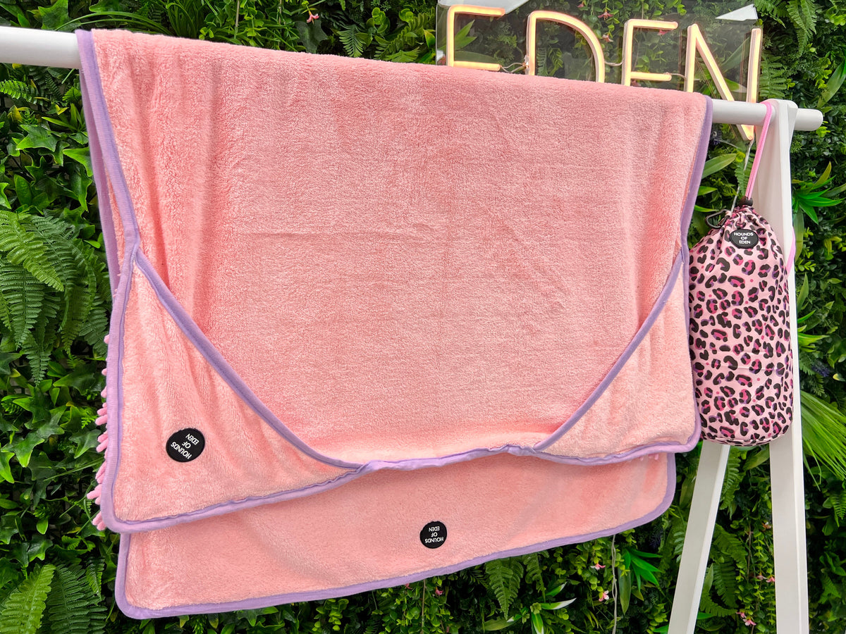 Blushing Leopard Dog Towel & Carry Bag
