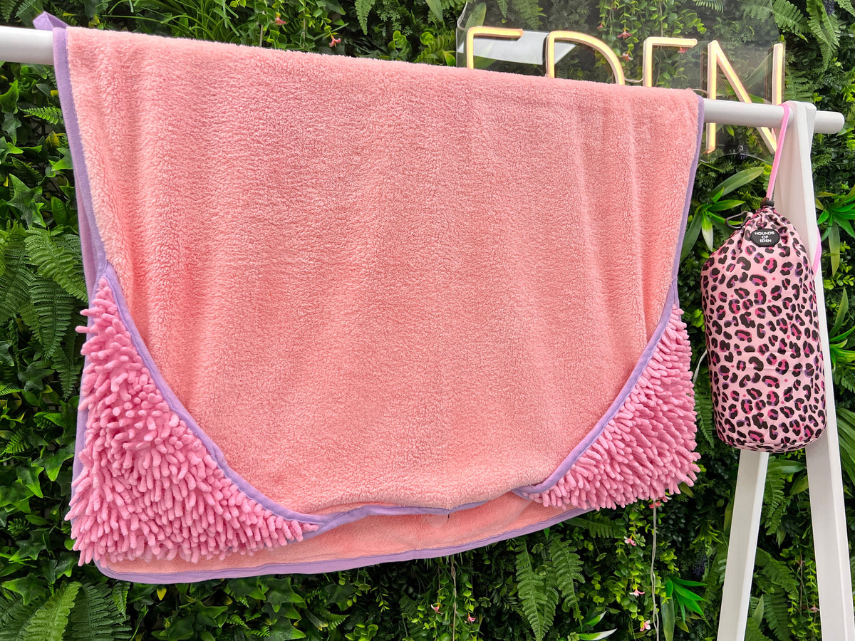Blushing Leopard Dog Towel & Carry Bag