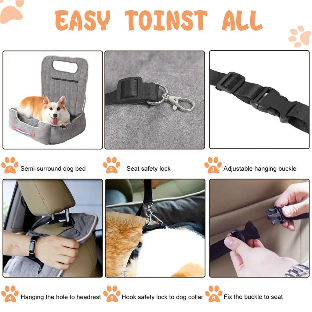 Luxury Padded Dog Car Booster Seat