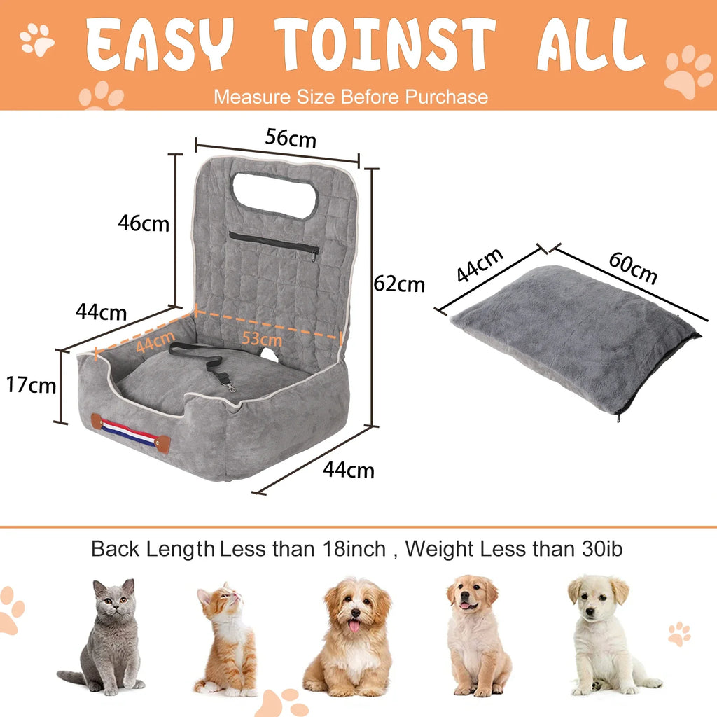 Luxury Padded Dog Car Booster Seat