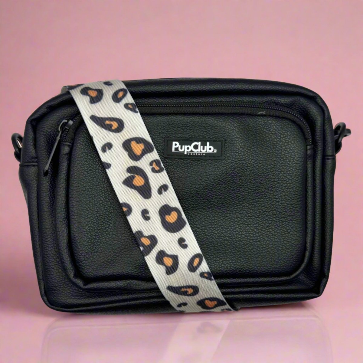 Crossbody Dog Walking Bag – Vegan Leather Black
