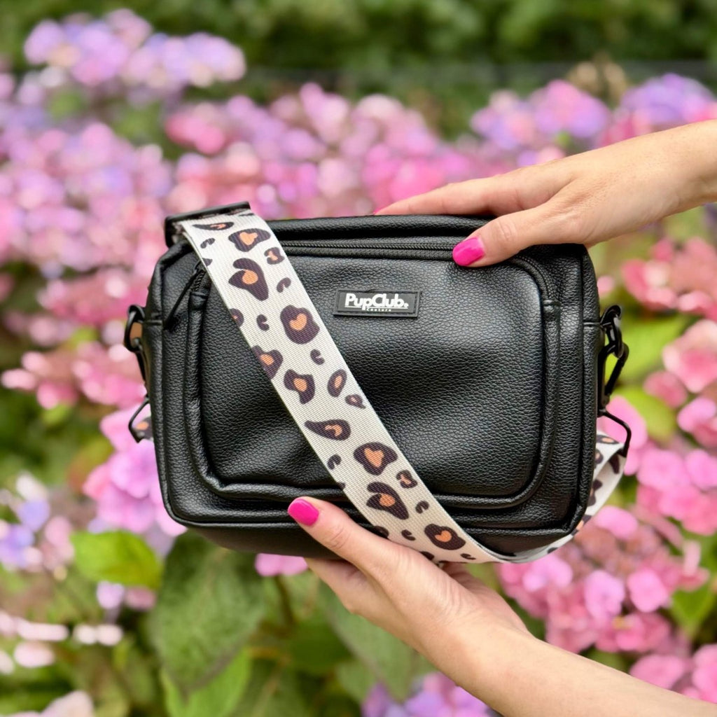 Crossbody Dog Walking Bag – Vegan Leather Black