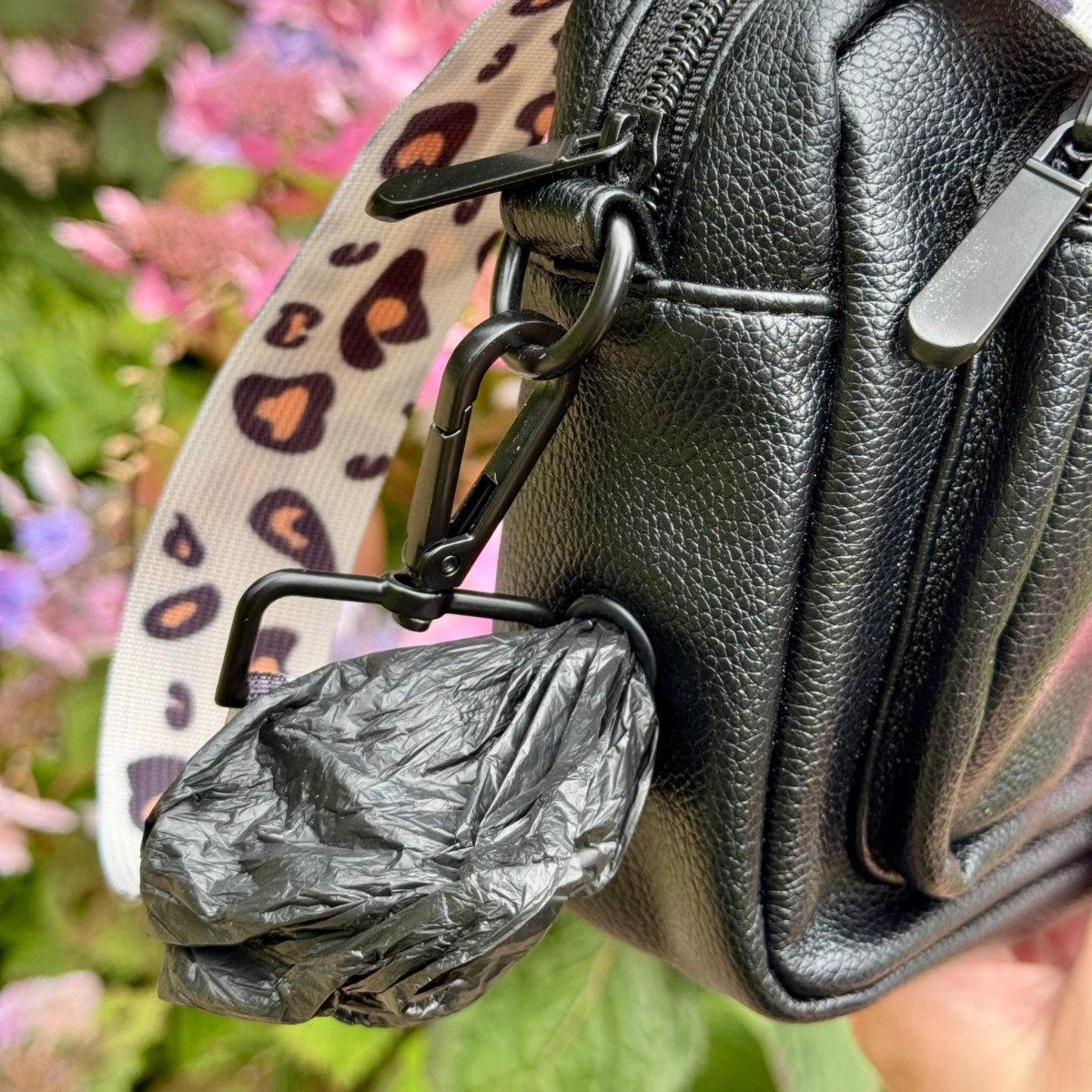 Crossbody Dog Walking Bag – Vegan Leather Black