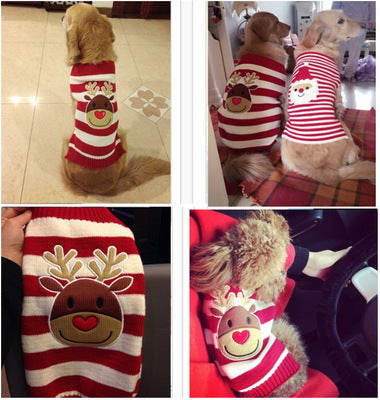 Festive Santa & Reindeer Christmas Dog Jumper