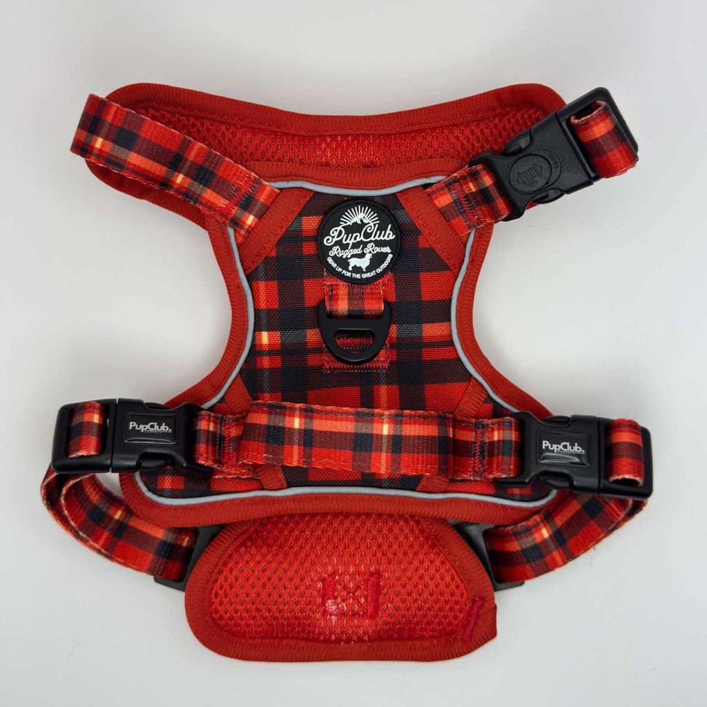Rugged Rover™ Red Tartan No-Pull Dog Harness