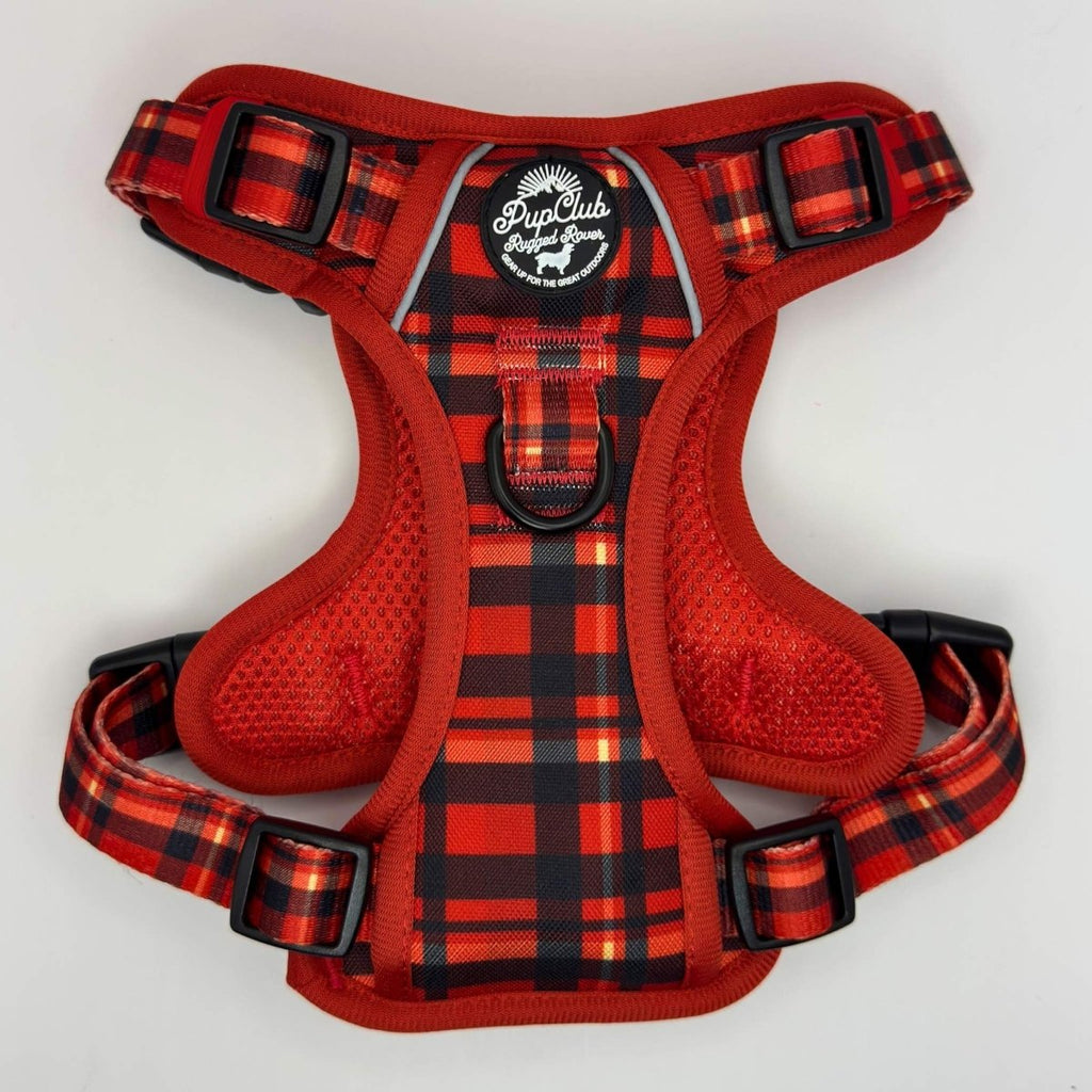 Rugged Rover™ Red Tartan No-Pull Dog Harness